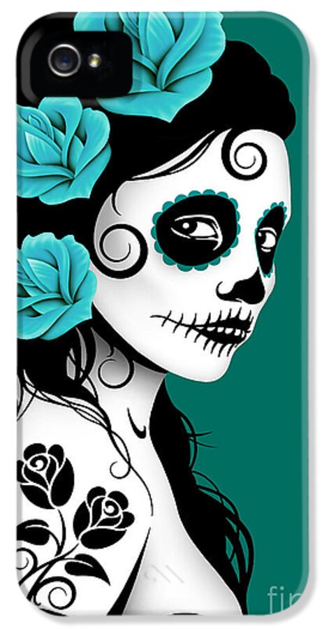Egypten flov Ooze Tattooed Day of the Dead Sugar Skull Girl Teal Blue iPhone 5s Case by Jeff  Bartels - Pixels