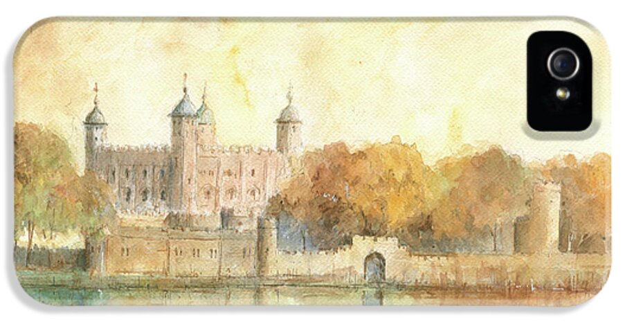 Tower Of London iPhone 5s Case featuring the painting Tower of london watercolor by Juan Bosco