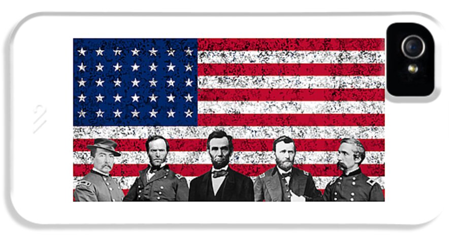 Abraham Lincoln iPhone 5s Case featuring the mixed media Union Heroes and The American Flag by War Is Hell Store