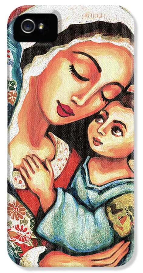 Mother And Child iPhone 5s Case featuring the painting The Blessed Mother by Eva Campbell