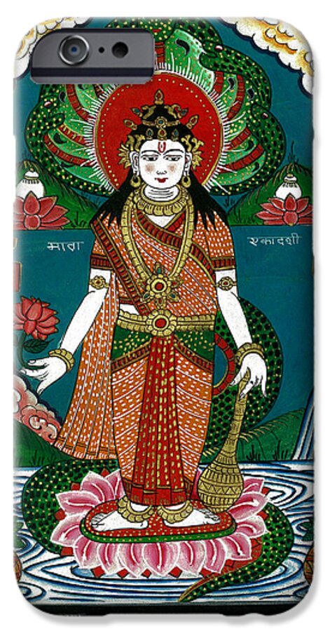 Incarnation iPhone 6 Case featuring the painting Ek Darshi Mata Vishnu Avatar #1 by Ashok Kumar