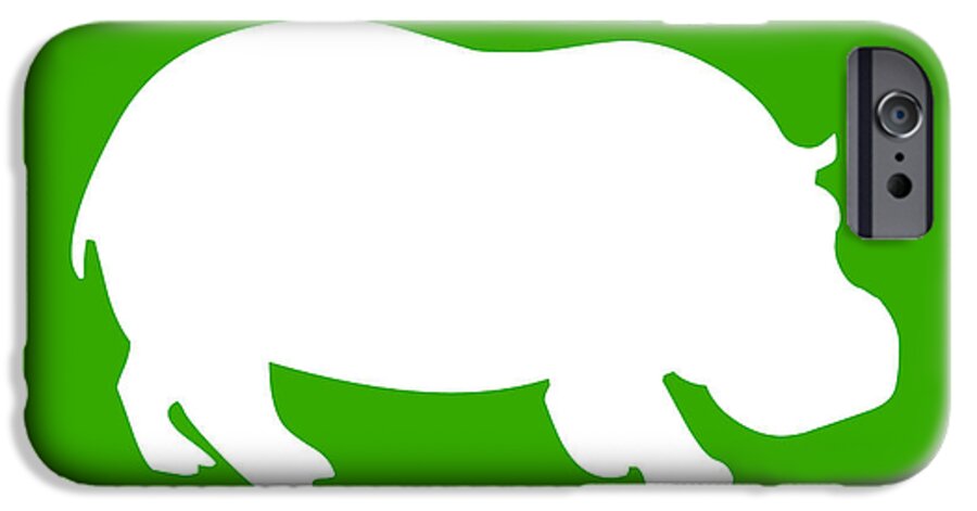 Graphic Art iPhone 6 Case featuring the digital art Hippo in Green and White #1 by Jackie Farnsworth