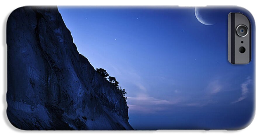 No People iPhone 6 Case featuring the photograph Moon Rising Over Tranquil Sea And Mons #1 by Evgeny Kuklev
