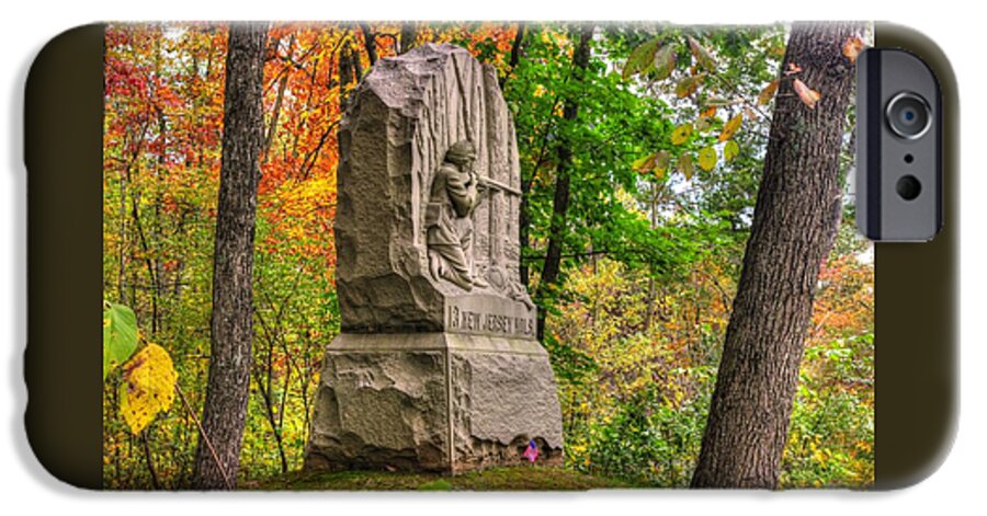 Civil War iPhone 6 Case featuring the photograph New Jersey at Gettysburg - 13th NJ Volunteer Infantry Near Culps Hill Autumn #1 by Michael Mazaika