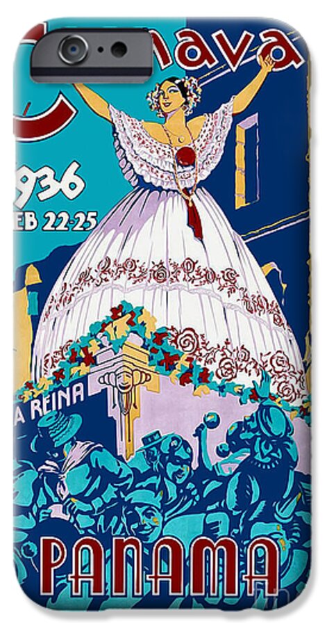  Carnaval iPhone 6 Case featuring the drawing 1936 Carnaval Vintage Travel Poster by Jon Neidert