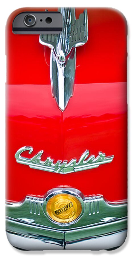 1949 Chrysler Town And Country Convertible Hood Ornament And Emblems iPhone 6 Case featuring the photograph 1949 Chrysler Town and Country Convertible Hood Ornament and Emblems by Jill Reger