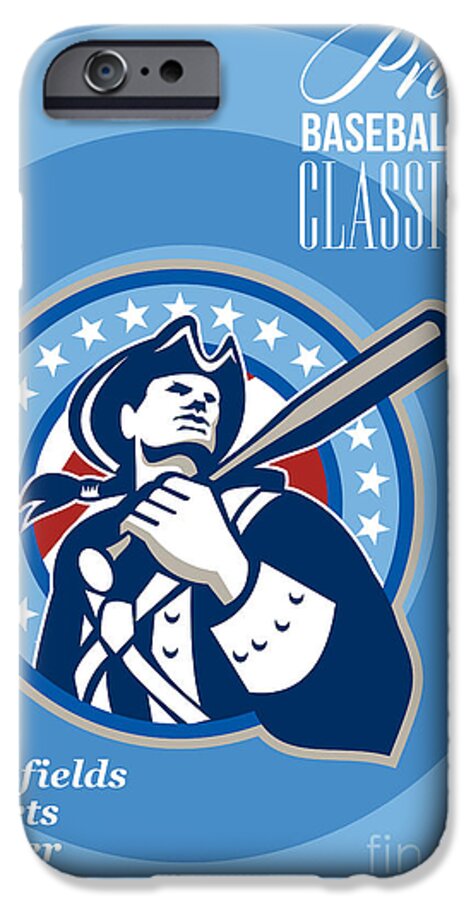 American iPhone 6 Case featuring the digital art American Patriot Pro Baseball Classic Poster Retro by Aloysius Patrimonio