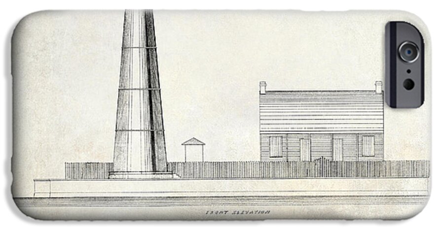 Biloxi Lighthouse Drawing Blue iPhone 6 Case featuring the drawing Biloxi Lighthouse Drawing by Jon Neidert