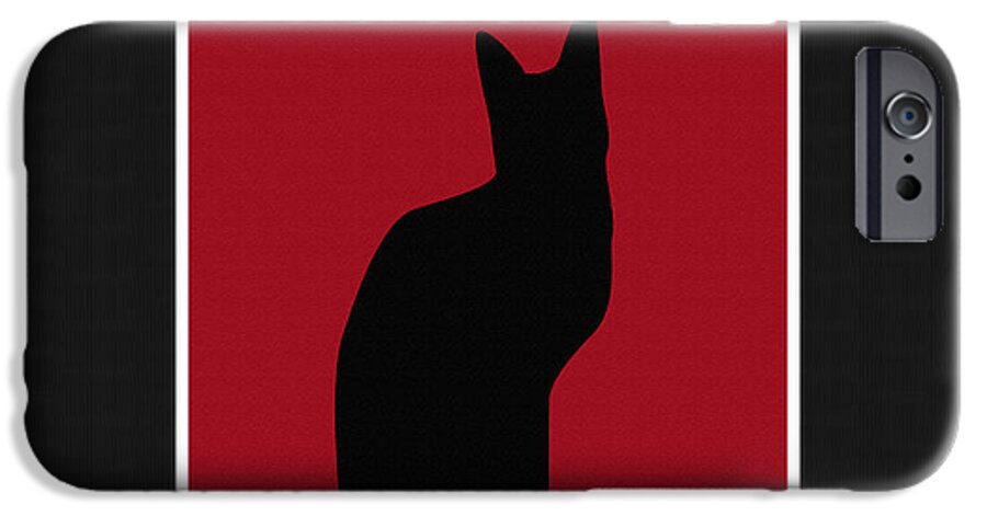 Black Cat And Herringbone Duvet iPhone 6 Case featuring the digital art Black Cat and Herringbone Duvet by Barbara A Griffin