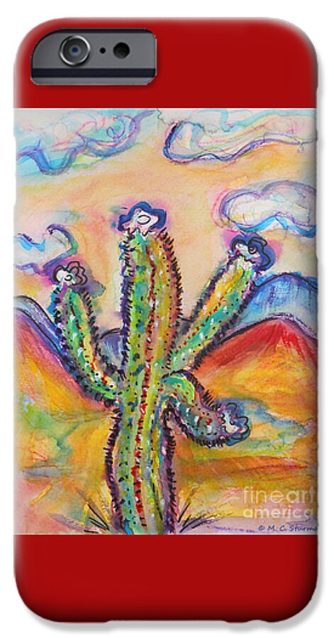 Cactus iPhone 6 Case featuring the painting Cactus and Clouds by M c Sturman