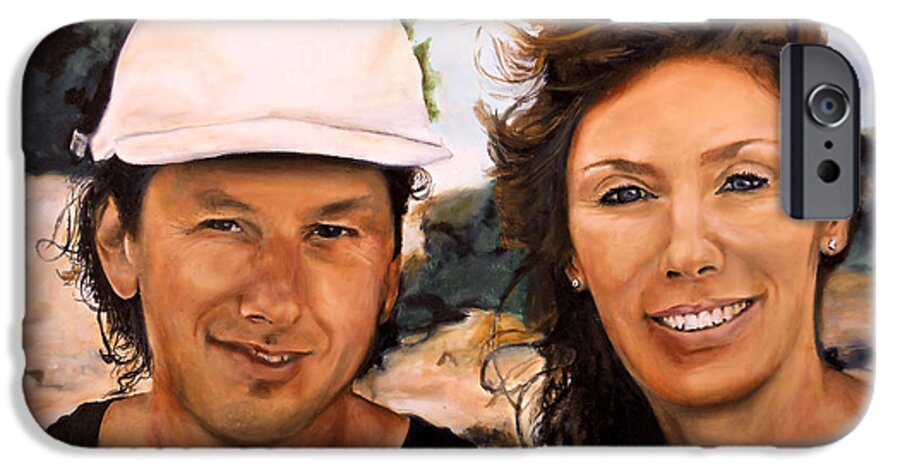 Portrait iPhone 6 Case featuring the painting Cathy and Corry by Michelle Iglesias