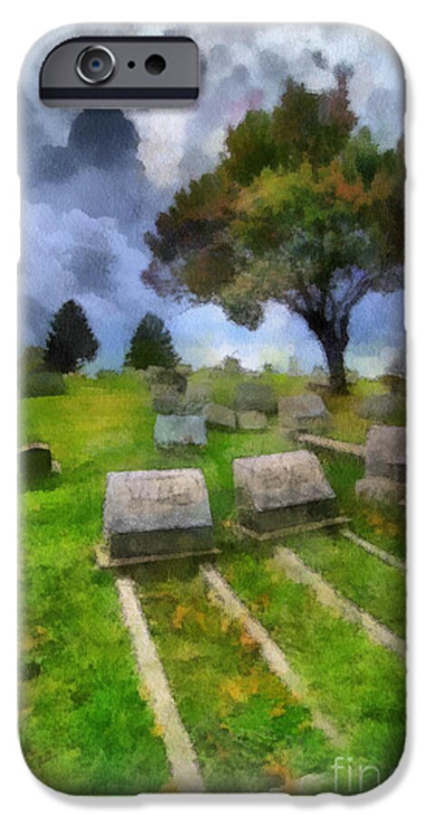 Afterlife iPhone 6 Case featuring the digital art Cemetery Clouds by Amy Cicconi