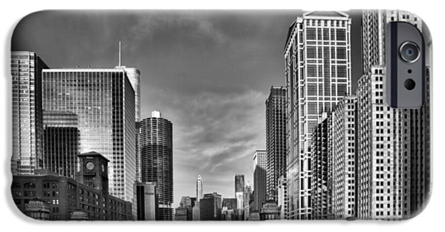 Chicago iPhone 6 Case featuring the photograph Chicago River in Black and White by Sebastian Musial