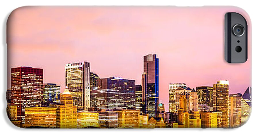 America iPhone 6 Case featuring the photograph Chicago Skyline at Night Panorama Picture by Paul Velgos