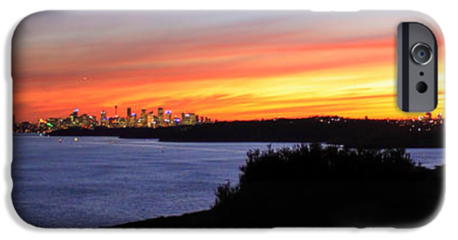 Sunset iPhone 6 Case featuring the photograph City lights in the sunset by Miroslava Jurcik