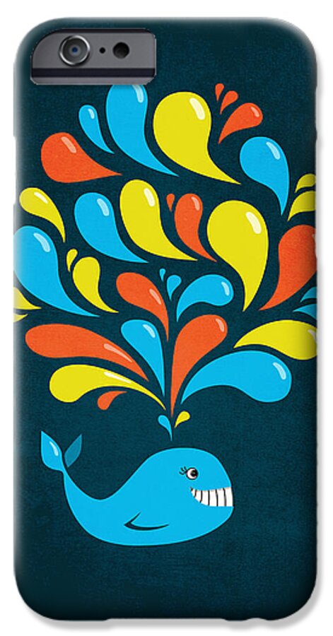 Happy iPhone 6 Case featuring the digital art Dark Colorful Splash Happy Cartoon Whale by Boriana Giormova