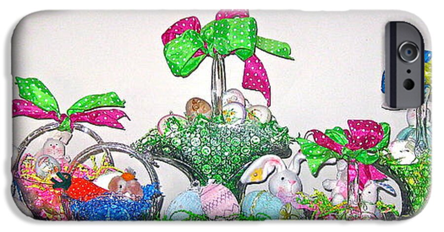 Easter Baskets iPhone 6 Case featuring the photograph Easter Baskets in a Row by Nancy Patterson