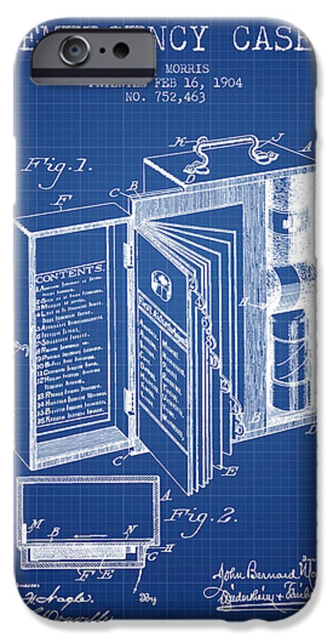 Emergency iPhone 6 Case featuring the digital art Emergency Case Patent from 1904 - Blueprint by Aged Pixel
