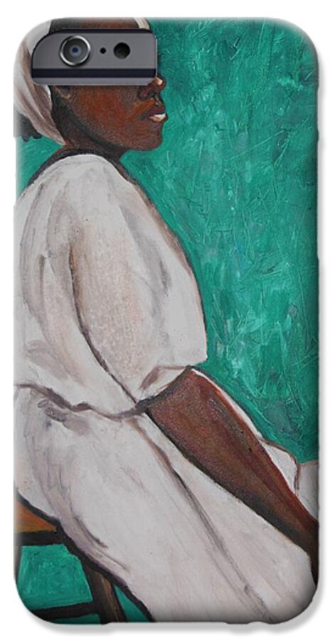 Ethiopian Woman In Green iPhone 6 Case featuring the painting Ethiopian Woman in Green by Esther Newman-Cohen