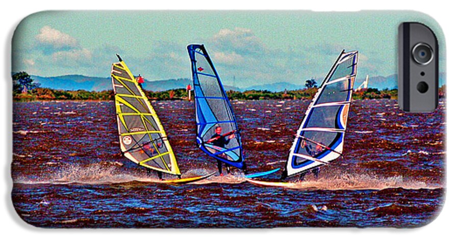 Wind Surfing iPhone 6 Case featuring the digital art Friends Windsurfing by Joseph Coulombe