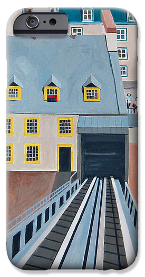 Funicular iPhone 6 Case featuring the painting Funicular in Quebec City by Toni Silber-Delerive