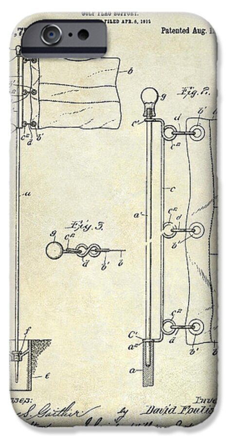 Golf Flag iPhone 6 Case featuring the photograph 1913 Golf Flag Patent by Jon Neidert