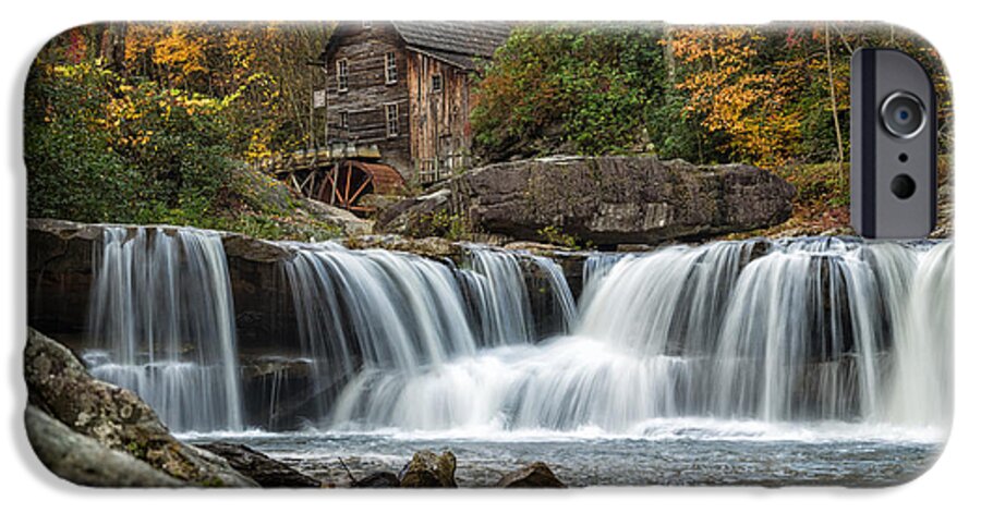 Babcock State Park iPhone 6 Case featuring the photograph Grist Mill with Vibrant Fall Colors by Lori Coleman