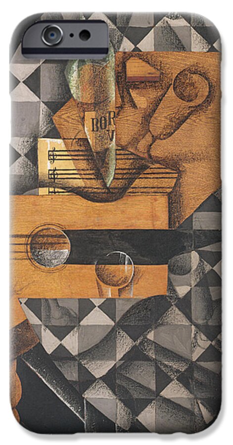 Cubism iPhone 6 Case featuring the photograph Guitar, Bottle, And Glass, 1914 Pasted Papers, Gouache & Crayon On Canvas by Juan Gris