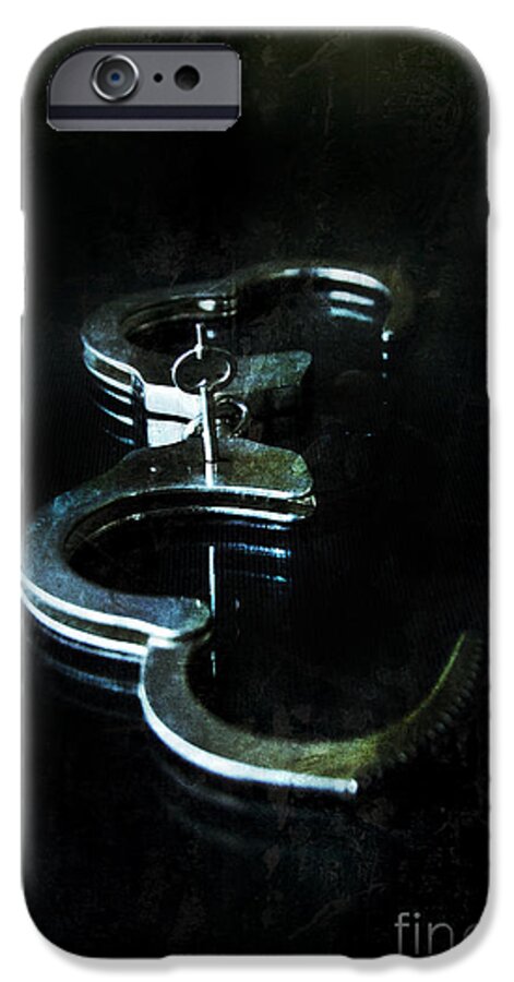 Handcuffs iPhone 6 Case featuring the photograph Handcuffs on Black by Jill Battaglia