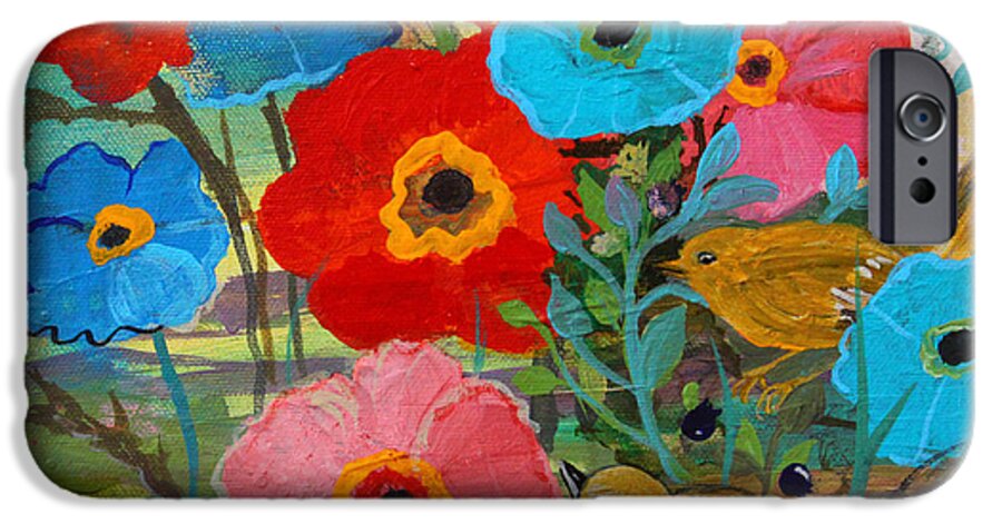 Birds And Poppies iPhone 6 Case featuring the painting Happy Welcome by Robin Pedrero