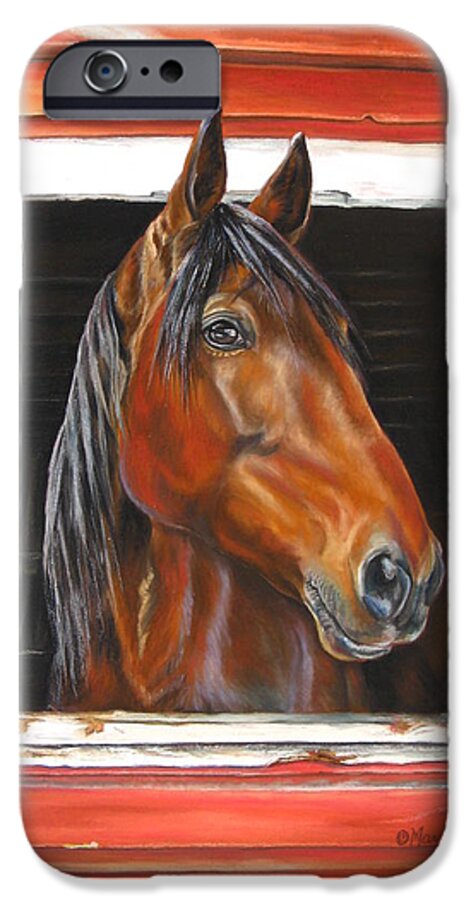 Horse iPhone 6 Case featuring the drawing Jenny In The Window by Marni Koelln