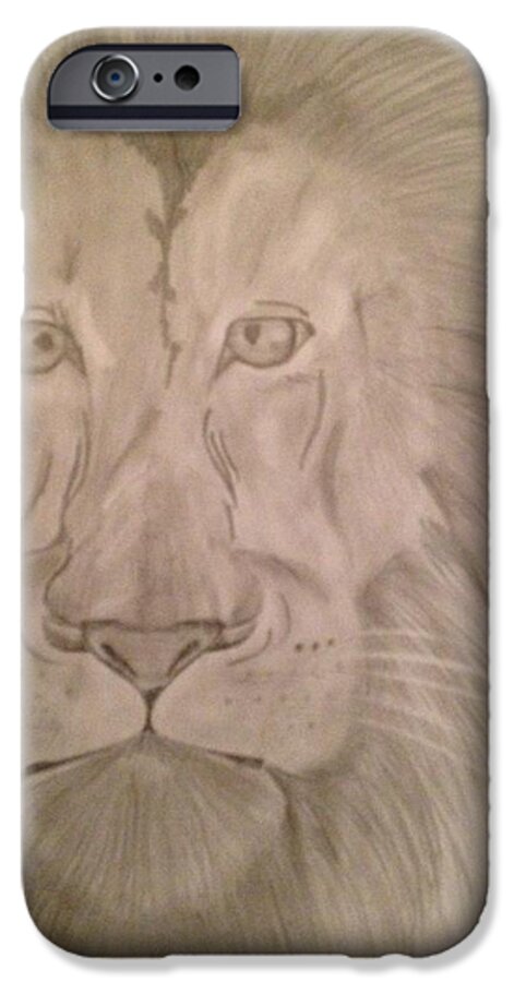 A4 Portrait.can Be Made To Order On Canvas Etc And Can Be Different Sizes iPhone 6 Case featuring the drawing Lion by Jessica Hope