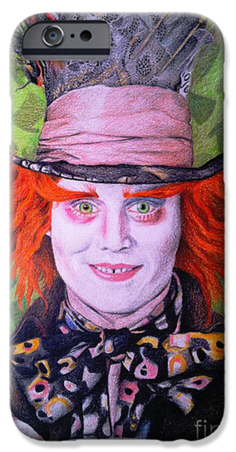 Mad iPhone 6 Case featuring the drawing Mad Hatter by Jessica Zint