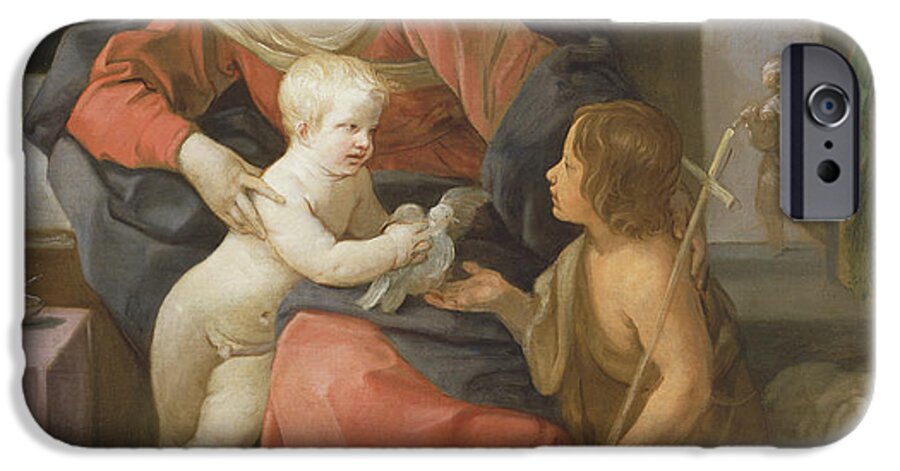 Child iPhone 6 Case featuring the painting Madonna and Child with Saint John the Baptist by Guido Reni