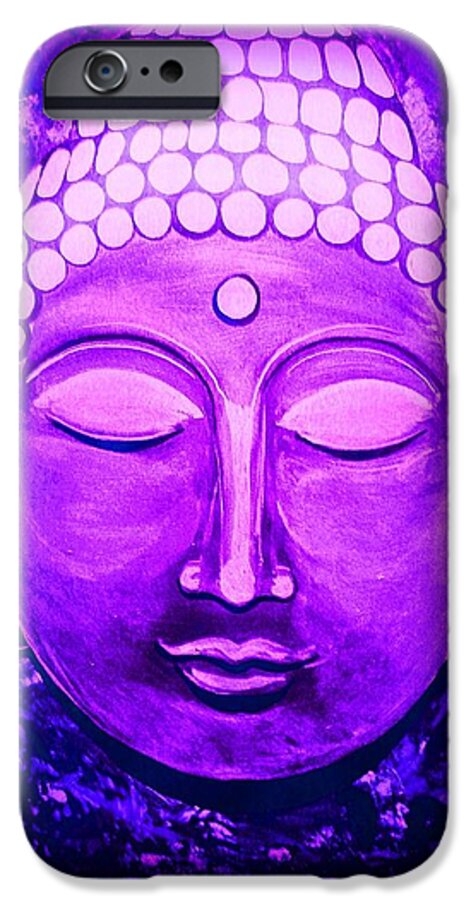 Purple Buddha iPhone 6 Case featuring the painting Mandi's Buddha by MB Dallocchio