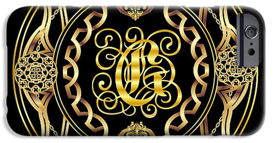  iPhone 6 Case featuring the digital art Monogram G Royal Throw Pillow by Bill Campitelle