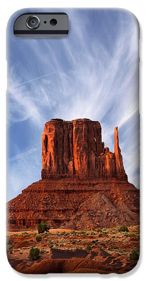 Desert Scene iPhone 6 Case featuring the photograph Monument Valley - Left Mitten 2 by Mike McGlothlen