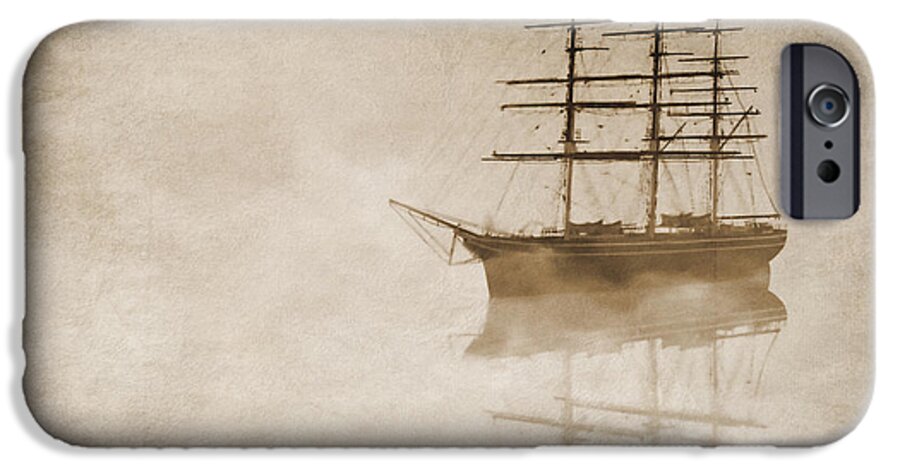 Sailing Ship iPhone 6 Case featuring the digital art Morning mist in sepia by John Edwards