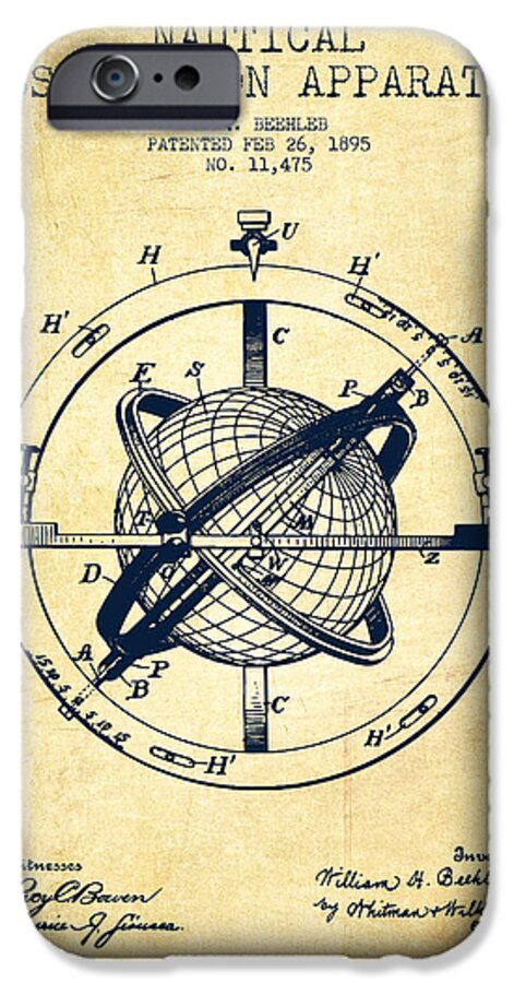 Compass iPhone 6 Case featuring the digital art Nautical Observation Apparatus Patent From 1895 - Vintage by Aged Pixel