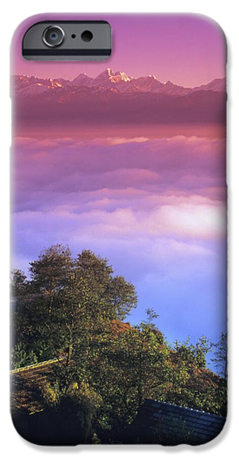 Weather iPhone 6 Case featuring the photograph Nepal, Pink Sunset And Himalayan by Richard Maschmeyer