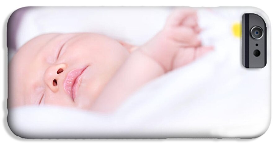 Adorable iPhone 6 Case featuring the photograph Newborn baby napping by Anna Om