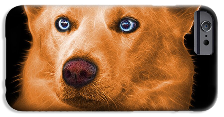 Siberian Husky iPhone 6 Case featuring the painting Orange Mila - Siberian Husky - 2103 - BB by James Ahn