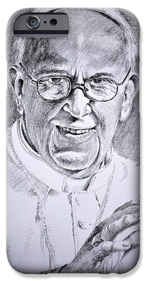 Henryk iPhone 6 Case featuring the drawing Pope Franciscus by Henryk Gorecki