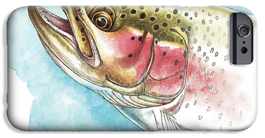 Jon Q Wright iPhone 6 Case featuring the painting Rainbow Trout Study by JQ Licensing