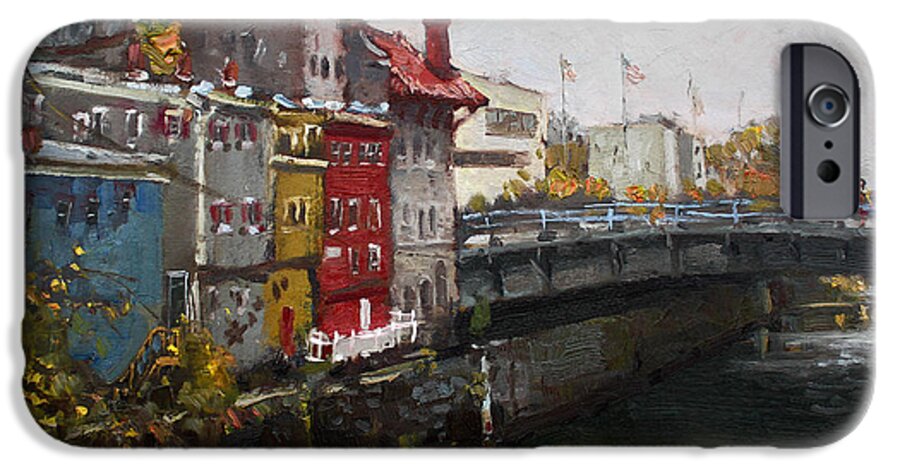 Rainy Day iPhone 6 Case featuring the painting Rainy Day in Lockport by Ylli Haruni