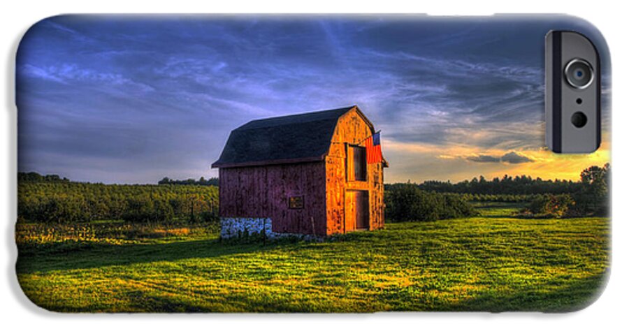Red Barn iPhone 6 Case featuring the photograph Red Barn Autumn Sunset by Joann Vitali