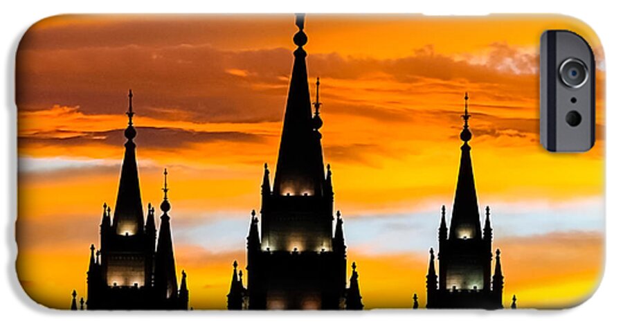Temple iPhone 6 Case featuring the photograph Salt Lake City Temple Sunset by Kirk Strickland