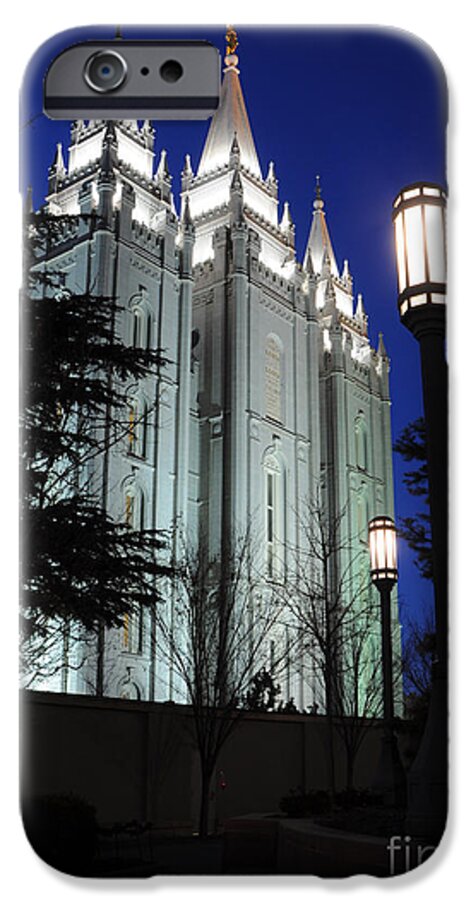 Mormon iPhone 6 Case featuring the photograph Salt Lake Mormon Temple at Night by Gary Whitton