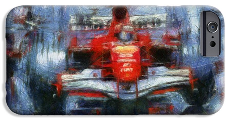 Michael Schumacher iPhone 6 Case featuring the painting Schumi by Tano V-Dodici ArtAutomobile