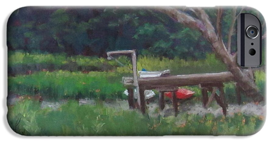 Canoe iPhone 6 Case featuring the pastel Sitting on the Dock by Denise Cox